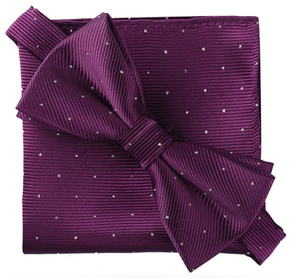 Prince Purple [Glitter Dots] - Bow Tie and Pocket Square Matching Set - ShopFlairs