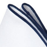 [Linen] White / Prussian Blue Pocket Square